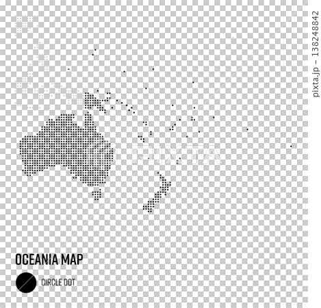 世界地図ドット粗め オセアニア地域 国別にグループ 世界地図ドット粗め オセアニア地域 国別にグループ 138248842