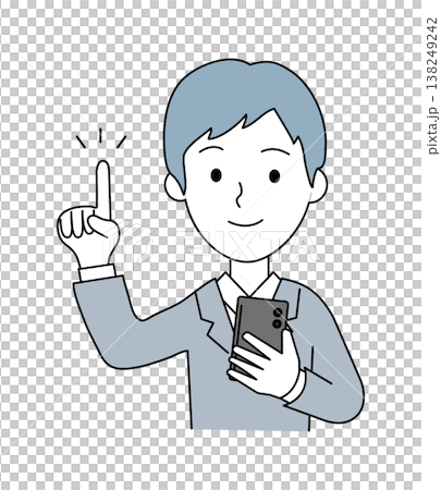 A businessman pointing with his smartphone 138249242