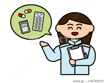 薬について話している女性の薬剤師さん 138249354