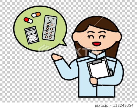 薬について話している女性の薬剤師さん 138249354