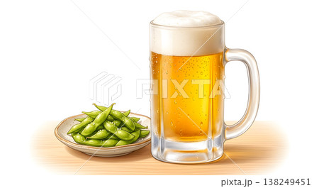 キンキンに冷えた生ビールと枝豆のセット 138249451