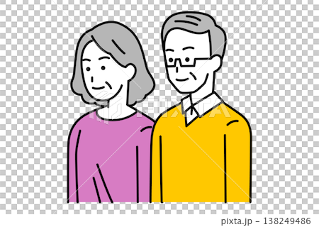 一對老年夫婦目視前方。 一對老年夫婦目視前方。 138249486