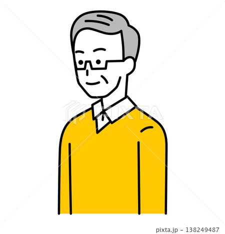 まっすぐ前を向いている年配の男性 138249487