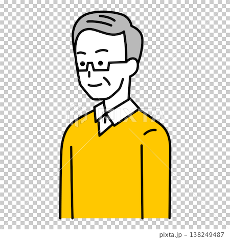 まっすぐ前を向いている年配の男性 138249487