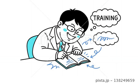 自己啓発のために熱心に勉強するビジネスマン 138249659
