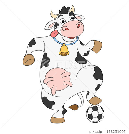 Cute Cartoon Cow Playing Soccer Isolated Animal Character Illustration Cute Cartoon Cow Playing Soccer Isolated Animal Character Illustration 138251005
