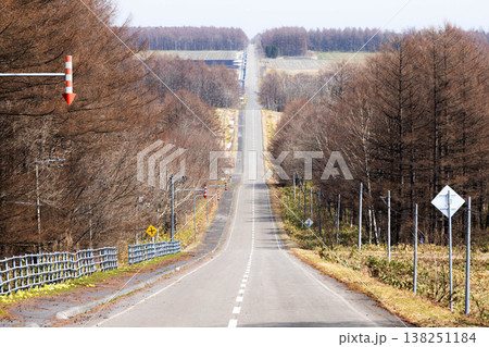 早春の北海道中標津町開陽台近くにあるミルクロードの風景 早春の北海道中標津町開陽台近くにあるミルクロードの風景 138251184