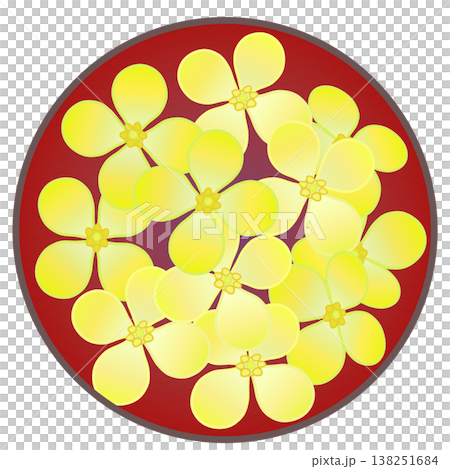 圓形背景的油菜花插圖 圓形背景的油菜花插圖 138251684