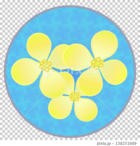 圓形背景的油菜花插圖 138251689