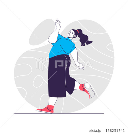 Gladness emotion web concept. Rejoicing woman smiling. Expressing positive feelings people scene. Flat characters design for website. Vector illustration for social media promotional materials 138251741