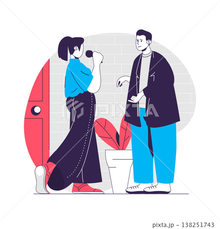 Journalism web concept. Woman journalist takes comment from man to tv show. Mass media people scene. Flat characters design for website. Vector illustration for social media promotional materials 138251743