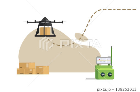 Delivery drone,Vector illustration of delivery drone with map. 138252013