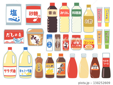 いろんな種類の調味料セット いろんな種類の調味料セット 138252609