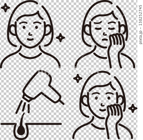 脱毛とスキンケアのアイコンセット 美容医療・カウンセリングのイメージイラスト素材 138252745