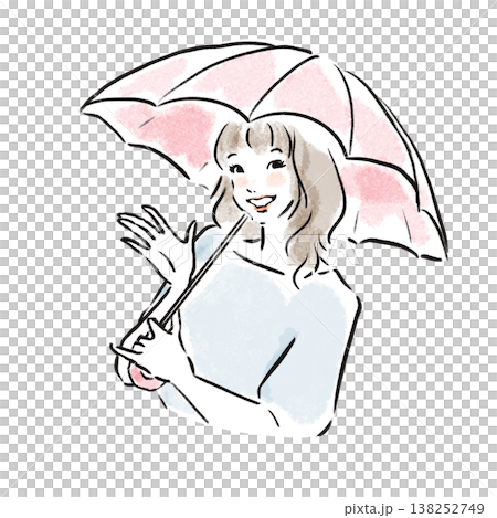 自然美的日本女性插畫（水彩風格，廣告素材） 138252749