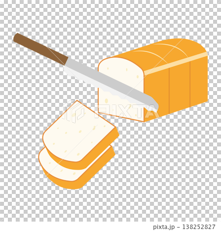 An illustration of someone slicing a loaf of bread with a bread knife. An illustration of someone slicing a loaf of bread with a bread knife. 138252827