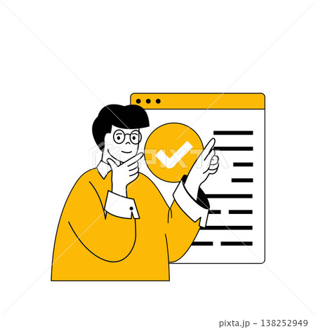 Digital business concept with cartoon people in flat design for web. Man getting ordering purchase from online website of store. Vector illustration for social media banner, marketing material. Digital business concept with cartoon people in flat design for web. Man getting ordering purchase from online website of store. Vector illustration for social media banner, marketing material. 138252949