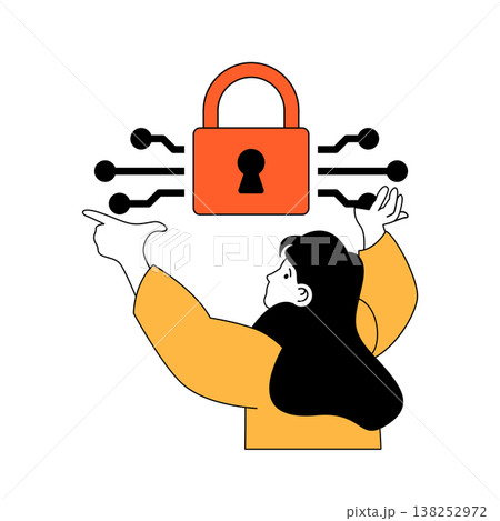 Cyber security concept with cartoon people in flat design for web. Woman using internet security system with padlock and encryption. Vector illustration for social media banner, marketing material. Cyber security concept with cartoon people in flat design for web. Woman using internet security system with padlock and encryption. Vector illustration for social media banner, marketing material. 138252972
