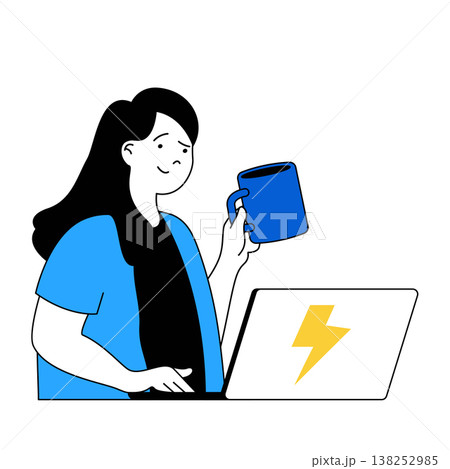 Science laboratory concept with cartoon people in flat design for web. Scientist making experiments and processing data at laptop. Vector illustration for social media banner, marketing material. 138252985