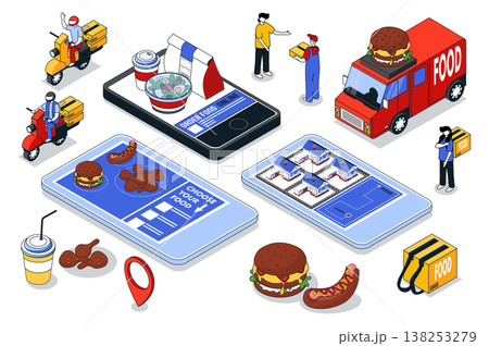 Order Food Isometric Elements Order Food Isometric Elements 138253279