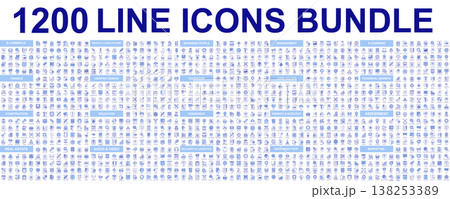 Mega set of vector thin line icons. Editable stroke. Contains such icon collection as finance, core values, business process, commerce, learning, shopping, marketing, teamwork. Linear pictogram pack. 138253389