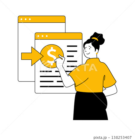 Digital business concept with cartoon people in flat design for web. Woman developing online store and analyzing sales performance. Vector illustration for social media banner, marketing material. Digital business concept with cartoon people in flat design for web. Woman developing online store and analyzing sales performance. Vector illustration for social media banner, marketing material. 138253407