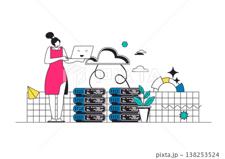 Cloud Storage Outline Illustration 138253524