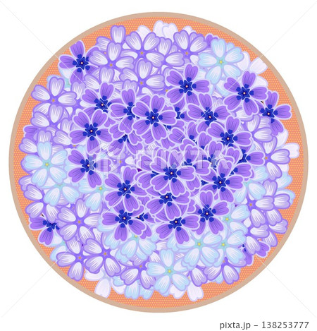 円形背景のついたシバザクラのイラスト 138253777