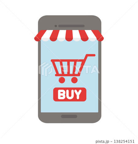 Smartphone with shopping cart online shopping illustration 138254151