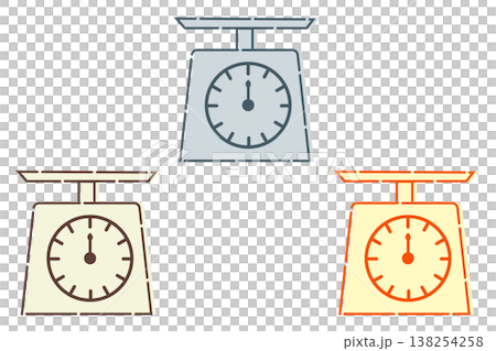 廚房秤圖示集，3種顏色（秤、烹飪、烘焙、簡單插畫素材） 138254258