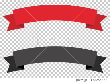Red and gray ribbon banner set 138254332