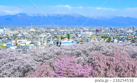 弘法山古墳の満開の桜と北アルプスと松本の街並み 弘法山古墳の満開の桜と北アルプスと松本の街並み 138254538