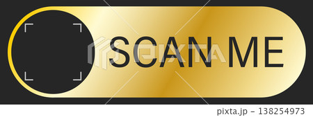 Scan me Frame. Blank mobile payment template with barcode. QR code placeholder for retail shopping. Luxury Gold Payment sticker. Vector illustration 138254973