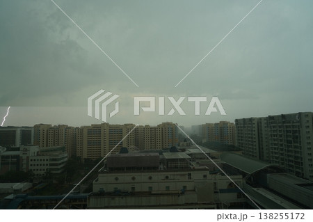 Stormy Sky Over Singapore Apartment Buildings Stormy Sky Over Singapore Apartment Buildings 138255172