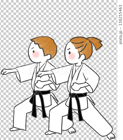 空手の練習をする空手部部員 空手の練習をする空手部部員 138255463