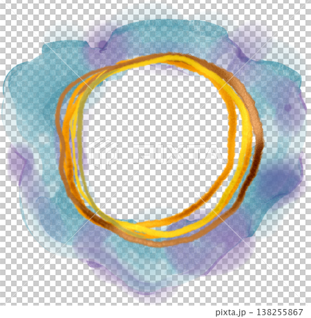 Abstract circle, hand drawn ring, golden brushstroke, purple teal watercolor halo art, minimal design logo background Abstract circle, hand drawn ring, golden brushstroke, purple teal watercolor halo art, minimal design logo background 138255867