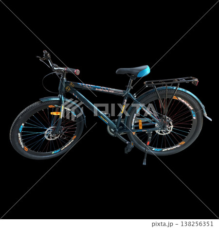 Black and Blue Mountain Bicycle with Cargo Rack Black and Blue Mountain Bicycle with Cargo Rack 138256351