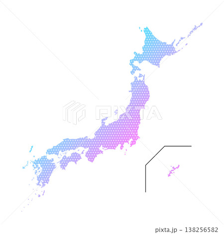 かわいい日本地図のイラスト素材 ネオンカラー 蛍光色 かわいい日本地図のイラスト素材 ネオンカラー 蛍光色 138256582