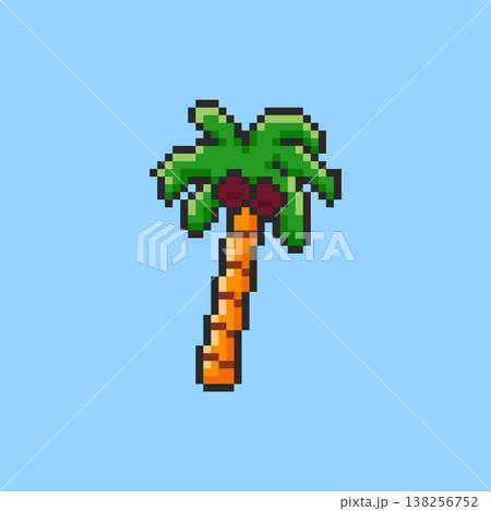 Pixel art Palm Tree game asset design 138256752