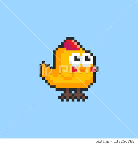 Pixel art cute chicks game asset design 138256769