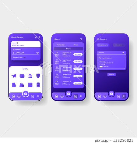 Purple Digital Wallet Mobile Banking UI App Interface Design Purple Digital Wallet Mobile Banking UI App Interface Design 138256823