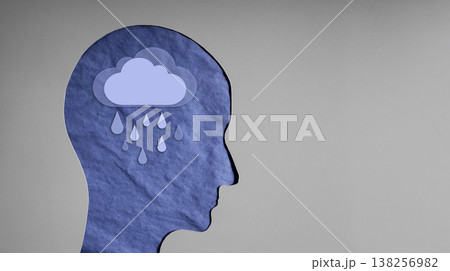 Cloud and Rain inside Human head, Mental struggle, high stress, anxiety 138256982