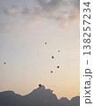 Evening of a rising hot air balloon 138257234