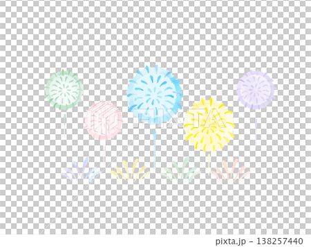Colorful Fireworks in a Horizontal Row - Watercolor Illustration - Cute, Soft, Pastel - Summer Banner Background Material Colorful Fireworks in a Horizontal Row - Watercolor Illustration - Cute, Soft, Pastel - Summer Banner Background Material 138257440