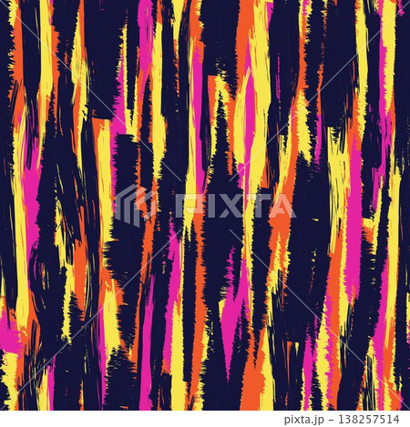 Vibrant Brushstroke Fashion Textile Pattern Design With Abstract Pink Orange And Yellow Vertical Stripes On Dark Blue Background Decorative Artistic Vibrant Brushstroke Fashion Textile Pattern Design With Abstract Pink Orange And Yellow Vertical Stripes On Dark Blue Background Decorative Artistic 138257514