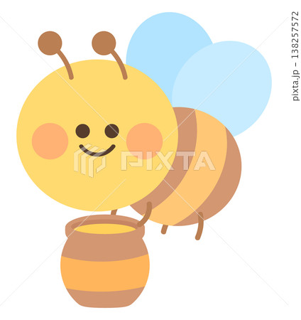 はちみつを集めるかわいいミツバチ 138257572