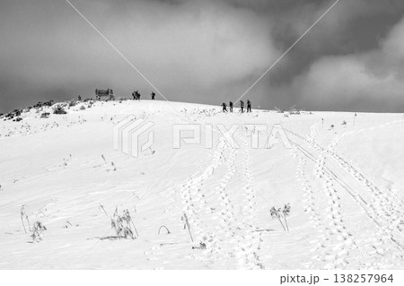 兵庫県最高峰の氷ノ山雪山登山　氷ノ山の三ノ丸　新聞、雑誌用 138257964