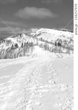 兵庫県最高峰の氷ノ山雪山登山 三ノ丸から氷ノ山の山頂へのルート 新聞、雑誌用 兵庫県最高峰の氷ノ山雪山登山 三ノ丸から氷ノ山の山頂へのルート 新聞、雑誌用 138257970