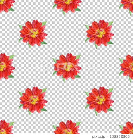 Watercolor spring flowers. Seamless pattern of red double tulips with green leaves on a white background. Ideal for textiles, wrapping paper, wallpaper, packaging and romantic designs 138258806