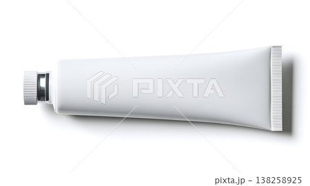 White tube blank packaging cosmetic container cream tube toothpaste tube plastic tube metal cap isolated object clean design minimal style packaging for skincare or medical ointment on white 138258925